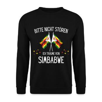 Bitte Nicht Stören Ich Träume Von Simbabwe - Unisex Pullover - Schwarz - Vorne - Alina (178cm) & Michal (187cm)