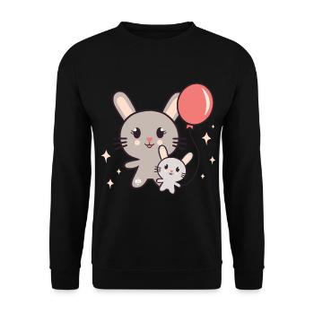 Niedlicher Hase Große Schwester - Unisex Pullover - Schwarz - Vorne - Alina (178cm) & Michal (187cm)