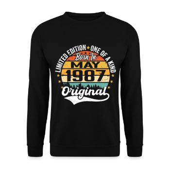 Mai 1987 Geburtstagsgeschenk geboren im Mai 1987 - Unisex Pullover - Schwarz - Vorne - Alina (178cm) & Michal (187cm)