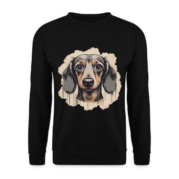 Dackel Teckel Kurzhaardackel Dachshund - Unisex Pullover - Schwarz - Vorne - Alina (178cm) & Michal (187cm)