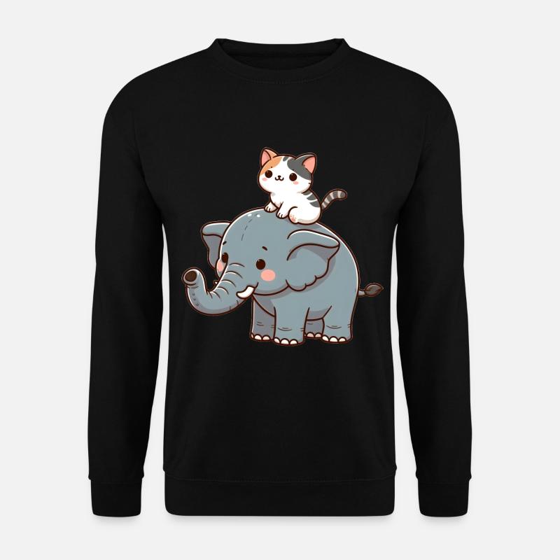 Katze reitet Elefant - Unisex Pullover - Schwarz