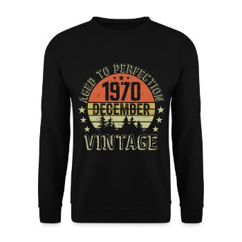 Cadeau Anniversaire Rétro - Nées En Décembre 1970 - Sweat-shirt Unisexe - noir - Devant - Alina (178cm) & Michal (187cm)