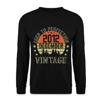 Cadeau Anniversaire Rétro - Nées En Décembre 2012 - Sweat-shirt Unisexe - noir - Devant - Alina (178cm) & Michal (187cm)