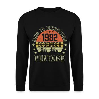 Cadeau Anniversaire Rétro - Nées En Décembre 1982 - Sweat-shirt Unisexe - noir - Devant - Alina (178cm) & Michal (187cm)