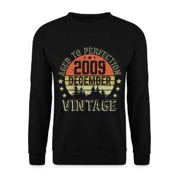 Cadeau Anniversaire Rétro - Nées En Décembre 2009 - Sweat-shirt Unisexe - noir - Devant - Alina (178cm) & Michal (187cm)