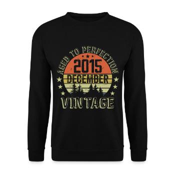 Cadeau Anniversaire Rétro - Nées En Décembre 2015 - Sweat-shirt Unisexe - noir - Devant - Alina (178cm) & Michal (187cm)