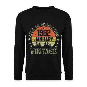 Born In January Birthday Gift January 1982 - Unisex Sweatshirt - black - Front - Alina (178cm) & Michal (187cm)