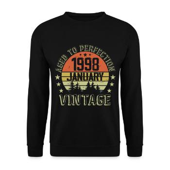 Geboren im Januar Geburtstagsgeschenk Januar 1998 - Unisex Pullover - Schwarz - Vorne - Alina (178cm) & Michal (187cm)
