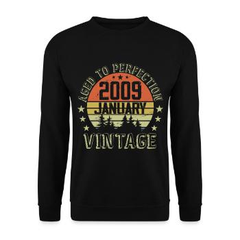 Born In January Birthday Gift January 2009 - Unisex Sweatshirt - black - Front - Alina (178cm) & Michal (187cm)
