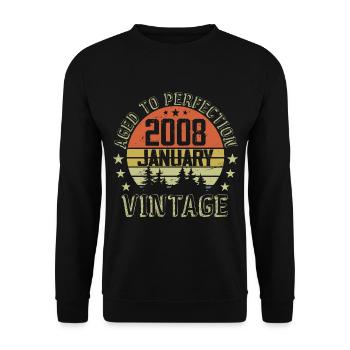 Born In January Birthday Gift January 2008 - Unisex Sweatshirt - black - Front - Alina (178cm) & Michal (187cm)