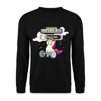 Fitness unicorn rainbow - Unisex Sweatshirt - black - Front - Alina (178cm) & Michal (187cm)