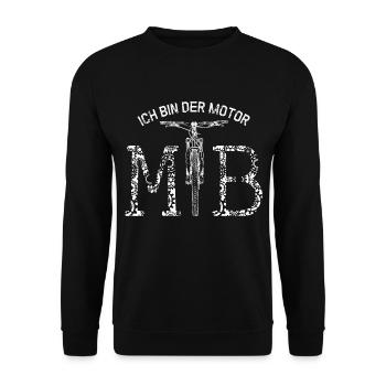 MTB - Mountainbiker - ICH BIN DER MOTOR - Unisex Pullover - Schwarz - Vorne - Alina (178cm) & Michal (187cm)