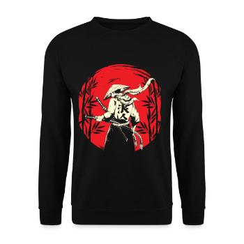 Japanese Samurai Warrior Japan Swordsman - Unisex Sweatshirt - black - Front - Alina (178cm) & Michal (187cm)