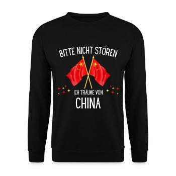 Bitte Nicht Stören Ich Träume Von China - Unisex Pullover - Schwarz - Vorne - Alina (178cm) & Michal (187cm)
