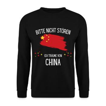 Bitte Nicht Stören Ich Träume Von China - Unisex Pullover - Schwarz - Vorne - Alina (178cm) & Michal (187cm)