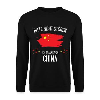 Bitte Nicht Stören Ich Träume Von China - Unisex Pullover - Schwarz - Vorne - Alina (178cm) & Michal (187cm)