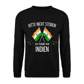 Bitte Nicht Stören Ich Träume Von Indien - Unisex Pullover - Schwarz - Vorne - Alina (178cm) & Michal (187cm)