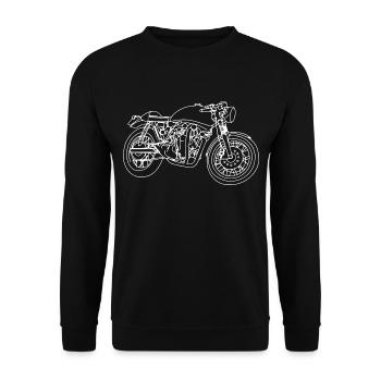 Caferacer Oldschool Biker T-Shirt - Unisex Pullover - Schwarz - Vorne - Alina (178cm) & Michal (187cm)