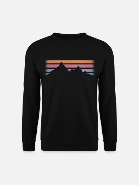 MOUNTAINS - HIKING - RETRO Stripes - Unisex Sweatshirt - black