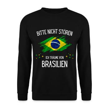 Bitte nicht stören ich träume von Brasilien - Unisex Pullover - Schwarz - Vorne - Alina (178cm) & Michal (187cm)