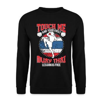 Muay Thai Thaiboxing Kickboxing MMA Shirt - Unisex Sweatshirt - black - Front - Alina (178cm) & Michal (187cm)