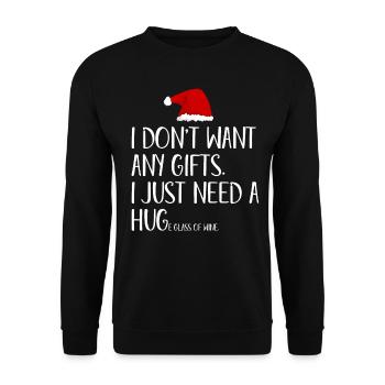 Tee-shirt gros cadeau verre de vin - Sweat-shirt Unisexe - noir - Devant - Alina (178cm) & Michal (187cm)