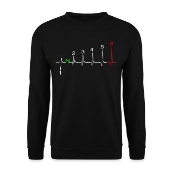 Heartbeat EKG line motorcycle gear shift 6 gear - Unisex Sweatshirt - black - Front - Alina (178cm) & Michal (187cm)