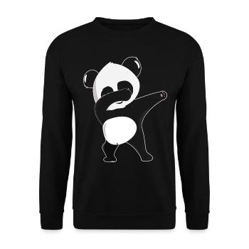 dabbing Panda - tanzender Pandabär Geschenkidee - Unisex Pullover - Schwarz - Vorne - Alina (178cm) & Michal (187cm)