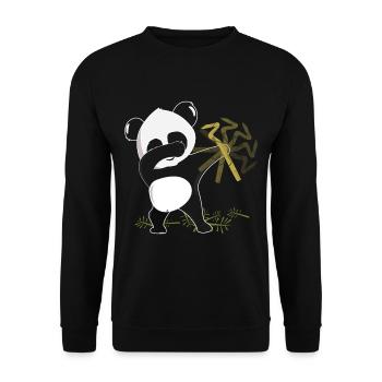 dabbing panda - bamboo panda bear gift - Unisex Sweatshirt - black - Front - Alina (178cm) & Michal (187cm)