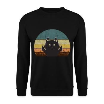 Chat vintage doigt chaton vintage rétro cadeau - Sweat-shirt Unisexe - noir - Devant - Alina (178cm) & Michal (187cm)