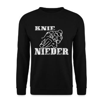 Knie Nieder- Knie Schleifer Motorradfahrer - Unisex Pullover - Schwarz - Vorne - Alina (178cm) & Michal (187cm)
