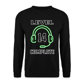 14. Geburtstag 14 Jahre Gamer Geschenk Jugendweihe - Unisex Pullover - Schwarz - Vorne - Alina (178cm) & Michal (187cm)