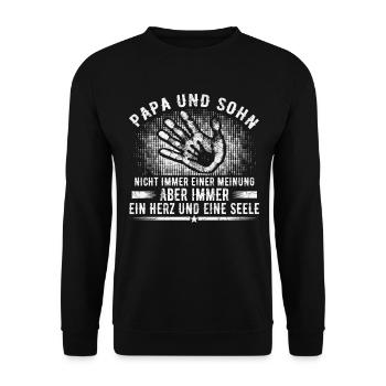 Dad and Son Partner Look Christmas Gift Idea - Unisex Sweatshirt - black - Front - Alina (178cm) & Michal (187cm)