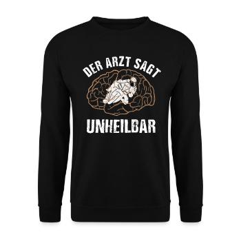 Der Arzt Sagt Unheilbar Motorrad Motorradfahrer - Unisex Pullover - Schwarz - Vorne - Alina (178cm) & Michal (187cm)