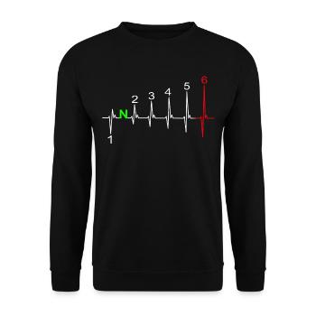 Heartbeat motorcycle EKG line gear shift 6 gear - Unisex Sweatshirt - black - Front - Alina (178cm) & Michal (187cm)