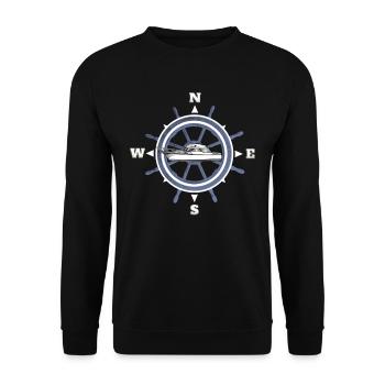 Boating motor boat compass captain gift - Unisex Sweatshirt - black - Front - Alina (178cm) & Michal (187cm)