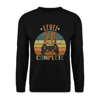 20. Geburtstag Gamer lvl 20 Jahre Geschenk - Unisex Pullover - Schwarz - Vorne - Alina (178cm) & Michal (187cm)