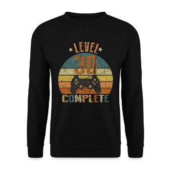 30th birthday gamer lvl 30 years gift - Unisex Sweatshirt - black - Front - Alina (178cm) & Michal (187cm)