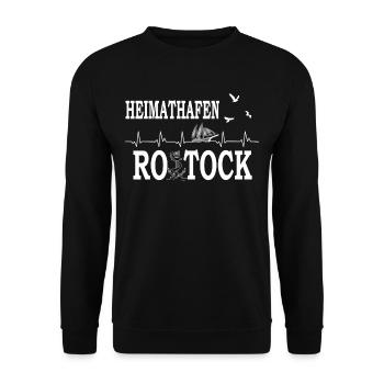 Herzschlag Heimathafen Rostock Rostocker Ostsee - Unisex Pullover - Schwarz - Vorne - Alina (178cm) & Michal (187cm)