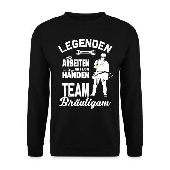 Artisans de partie de bachelorette de marié d'équipe - Sweat-shirt Unisexe - noir - Devant - Alina (178cm) & Michal (187cm)