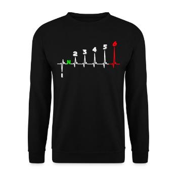 Heartbeat Motorcycle ECG Line Gear Shift 6 Speed - Unisex Sweatshirt - black - Front - Alina (178cm) & Michal (187cm)