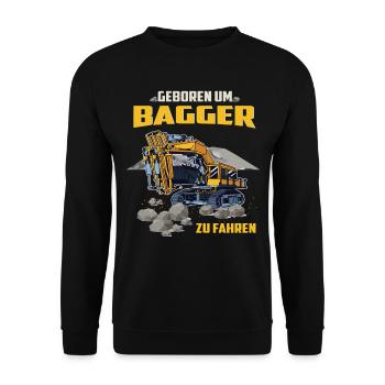Bagger Baumaschinen Baggerfahrer Geschenkidee - Unisex Pullover - Schwarz - Vorne - Alina (178cm) & Michal (187cm)