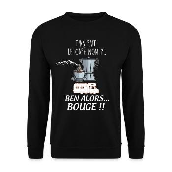 Motorhome making coffee - Unisex Sweatshirt - black - Front - Alina (178cm) & Michal (187cm)