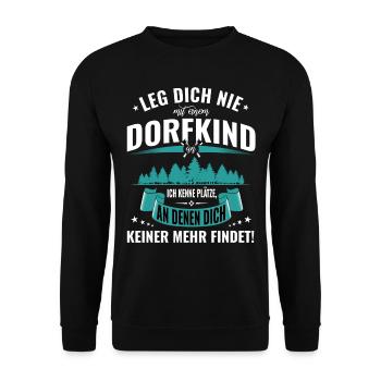 Dorfkind Landleben Dorfkinder Geschenk - Unisex Pullover - Schwarz - Vorne - Alina (178cm) & Michal (187cm)