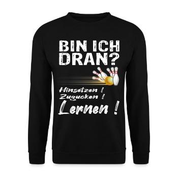 Kegeln Kegler Bowling Bowlingbahn Geschenk - Unisex Pullover - Schwarz - Vorne - Alina (178cm) & Michal (187cm)
