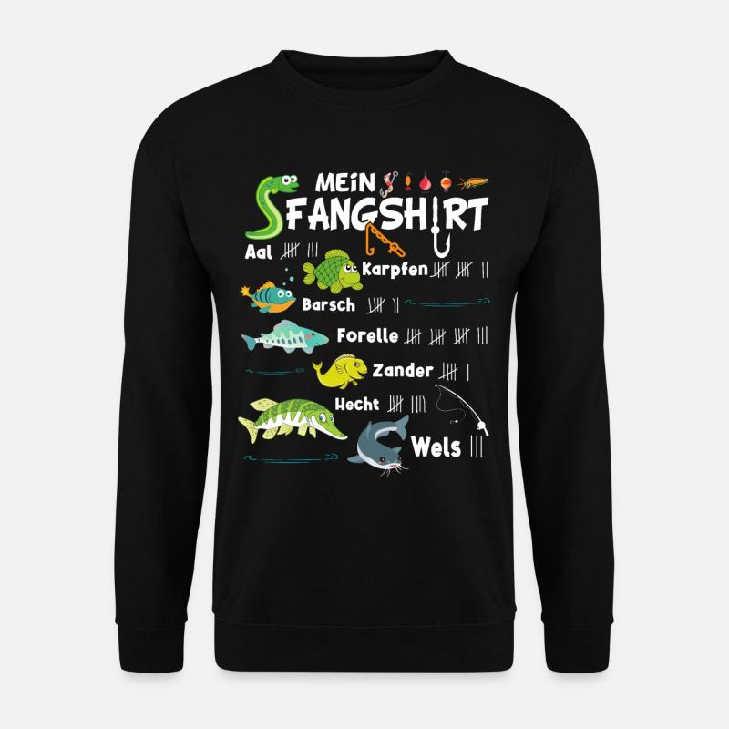 Mein Fangshirt - Fischarten - Angler Geschenke - Unisex Pullover - Schwarz