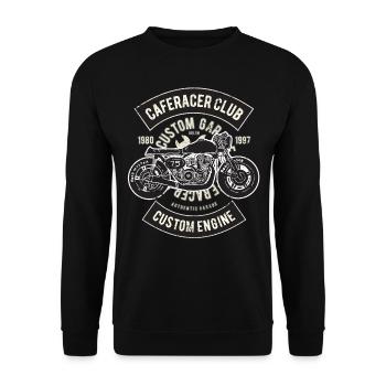 CAFERACER CLUB MOTO GARAGE RÉTRO VINTAGE MOTIF - Sweat-shirt Unisexe - noir - Devant - Alina (178cm) & Michal (187cm)