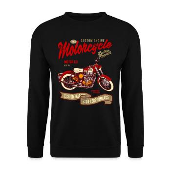 RÉTRO POWER MOTO CAFERACER BIKER RIDER MOTIF - Sweat-shirt Unisexe - noir - Devant - Alina (178cm) & Michal (187cm)