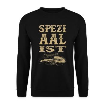 Lustige Angler Geschenke Spezialist Aal Angeln - Unisex Pullover - Schwarz - Vorne - Alina (178cm) & Michal (187cm)