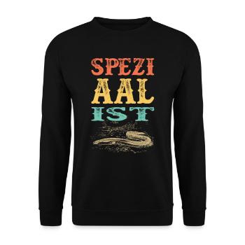 Lustige Angler Geschenke Spezialist Aal Angeln - Unisex Pullover - Schwarz - Vorne - Alina (178cm) & Michal (187cm)